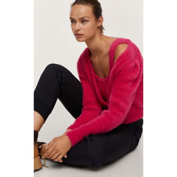 Mango Faux Fur Knitted Cardigan & Top - Picture 5 of 10